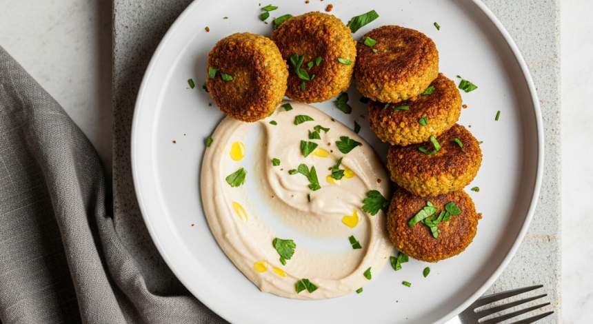 Crisp Middle Eastern Falafel Paired with Creamy Tahini Sauce