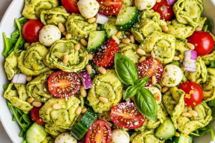 Fresh & Zesty Tortellini Pasta Salad with Vibrant Pesto Flair