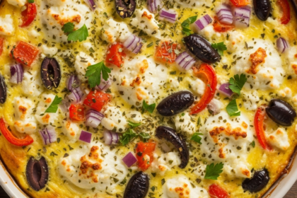 Sunny Mediterranean Feta & Olive Egg Casserole Delight