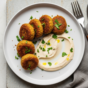 Crisp Middle Eastern Falafel Paired with Creamy Tahini Sauce