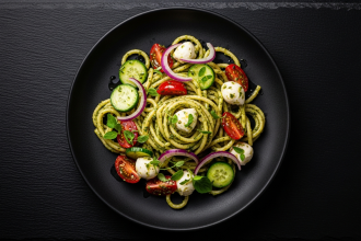 Fresh & Flavorful Almond Flour Pasta Salad with Zesty Pesto
