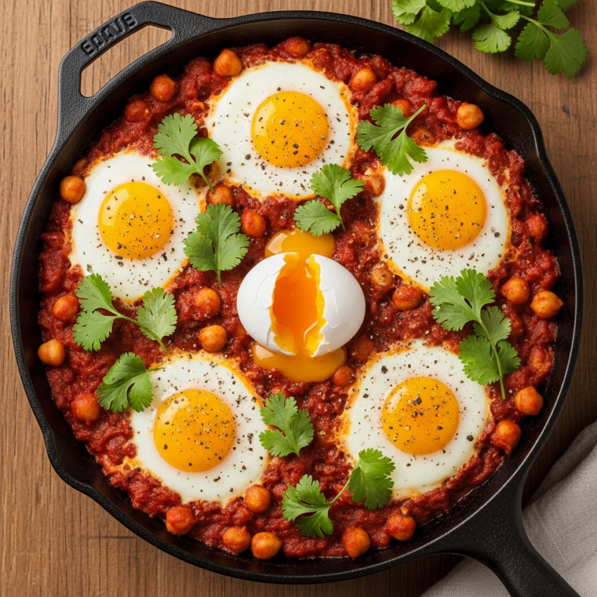 Savory Indian Spiced Chickpea & Egg Bake Delight