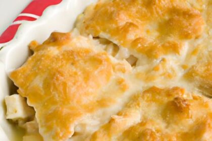 Cozy Comfort: Chicken Pot Pie Casserole Topped with Biscuits