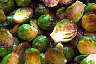Crispy Roasted Brussels Sprouts Drizzled with Balsamic Glaze