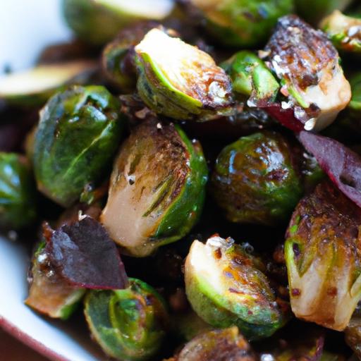 Crispy Roasted Brussels Sprouts Drizzled with Balsamic Glaze