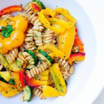 Colorful Brown Rice Pasta Salad with Roasted Peppers Flair