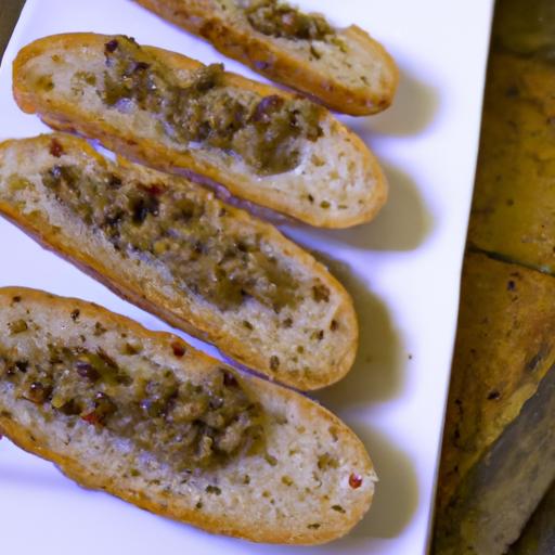 Crunchy Baguette Meets Zesty Olive Tapenade Delight